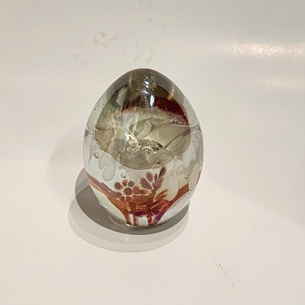 Vintage Glass Egg Paperweight By Roger Vines
